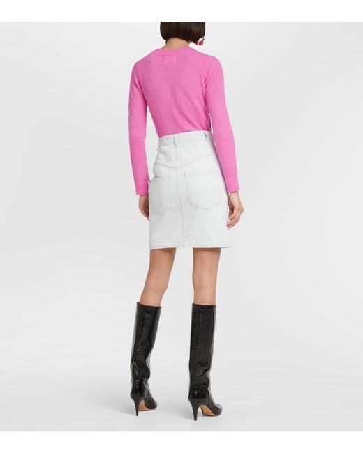 Isabel Marant White Sabel High-Rise Denim Miniskirt