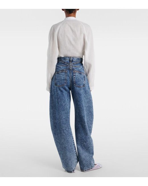 Alaïa Blue High-Rise Barrel-Leg Jeans