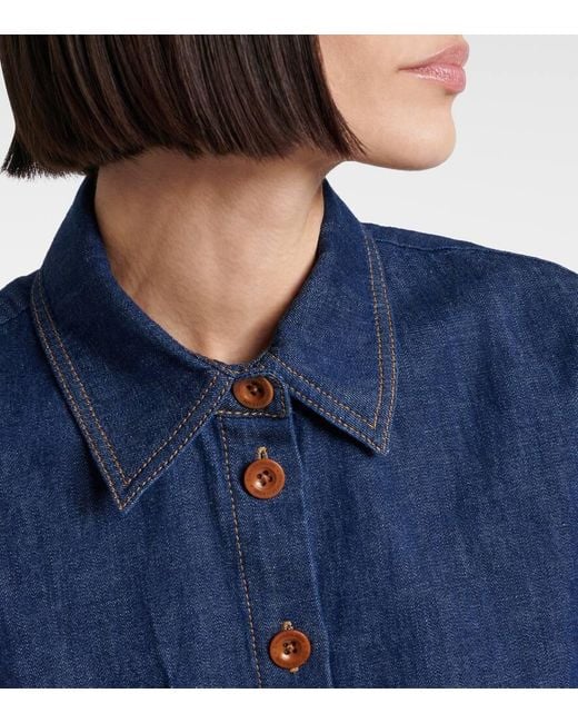 Zimmermann Blue Rhiannon Fringe Denim Shirt