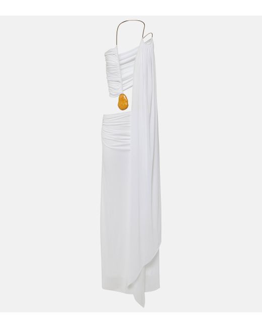 Robe longue en jersey a ornements Christopher Esber en coloris White
