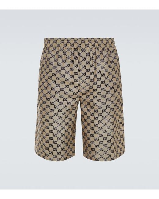 Gucci Natural GG Linen-blend Shorts for men