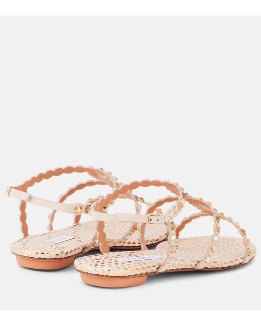 Aquazzura Pink Tequila Embellished Leather Sandals