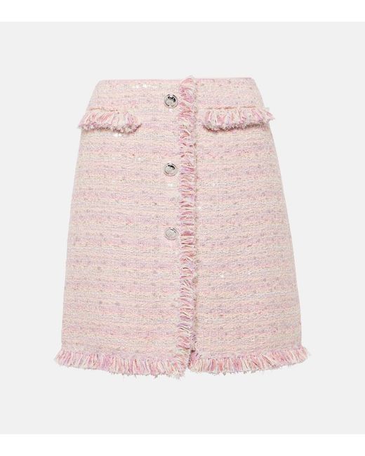 Giambattista Valli Pink High-Rise Tweed Miniskirt