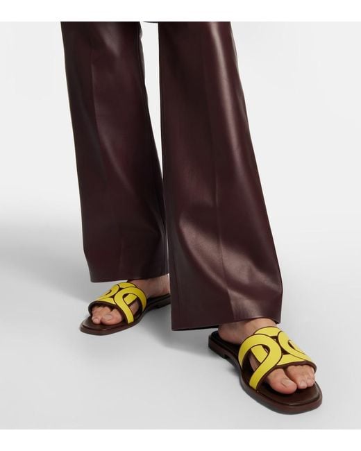 Tod's Yellow Leather Slides