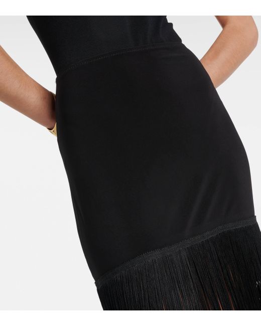 Norma Kamali Black Fringed Miniskirt