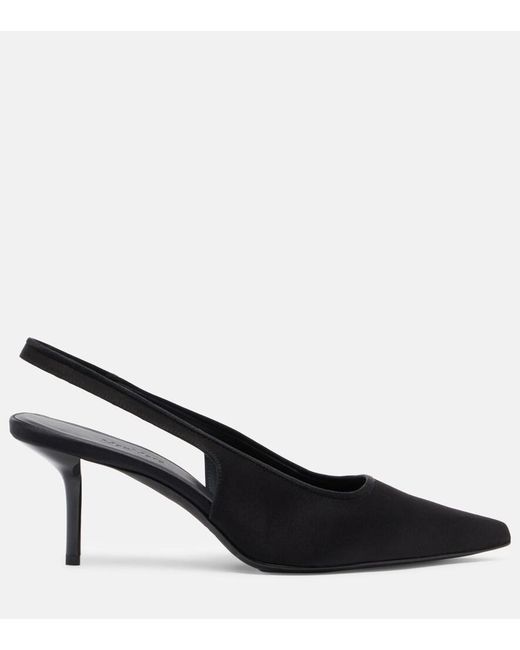 Max Mara Black Satin Slingback Pumps