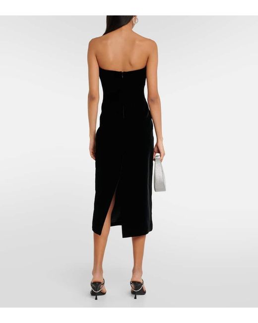 Wardrobe NYC Black Strapless Velvet Midi Dress