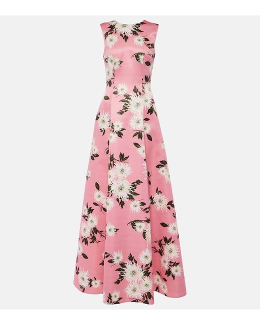 Emilia Wickstead Pink Nodin Floral Taffeta Gown