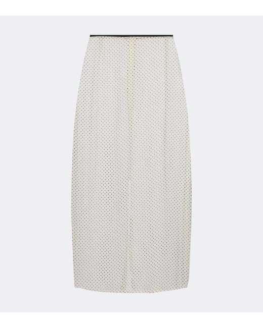 Hunza G White Polka-Dot Sheer Midi Skirt