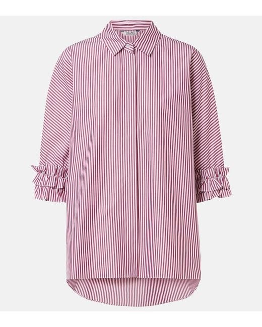 Max Mara Pink Striped Cotton Poplin Shirt