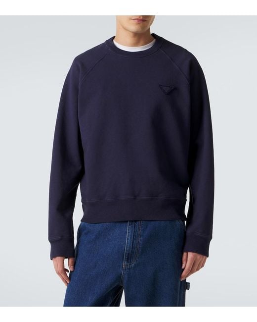 Prada Blue Cotton Jersey Sweatshirt for men