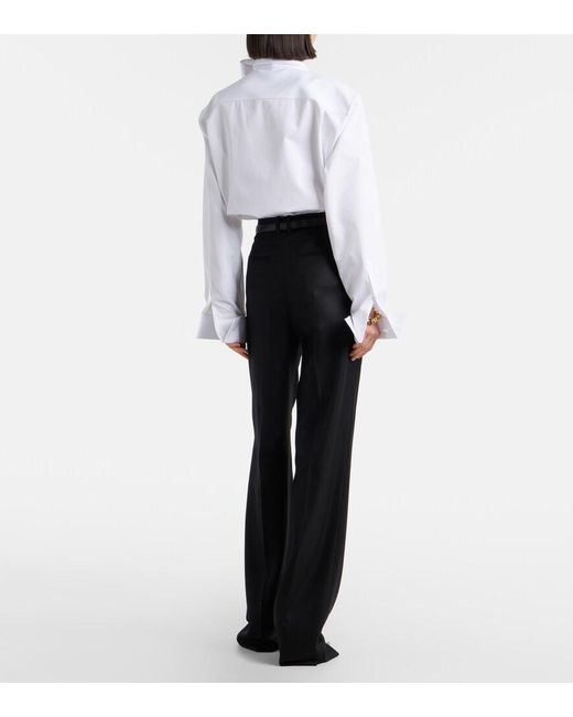 Saint Laurent Black High-Rise Cashmere Straight Pants