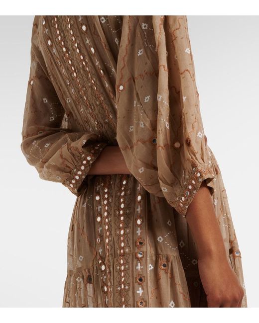Juliet Dunn Natural Embellished Cotton Maxi Dress
