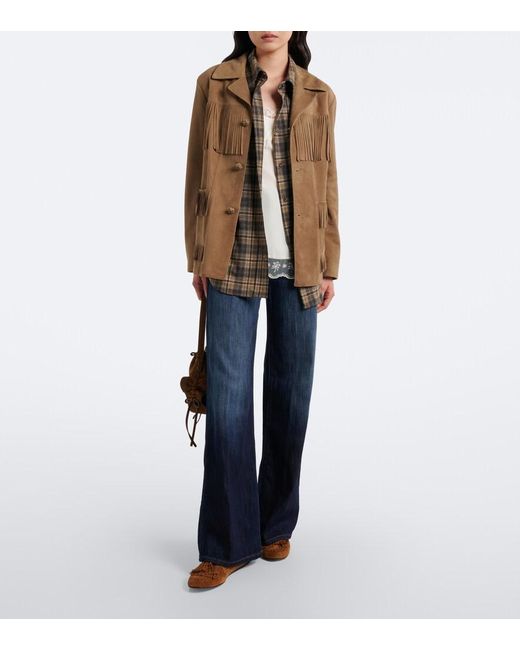 7 For All Mankind Blue Lotta Wide-Leg Jeans