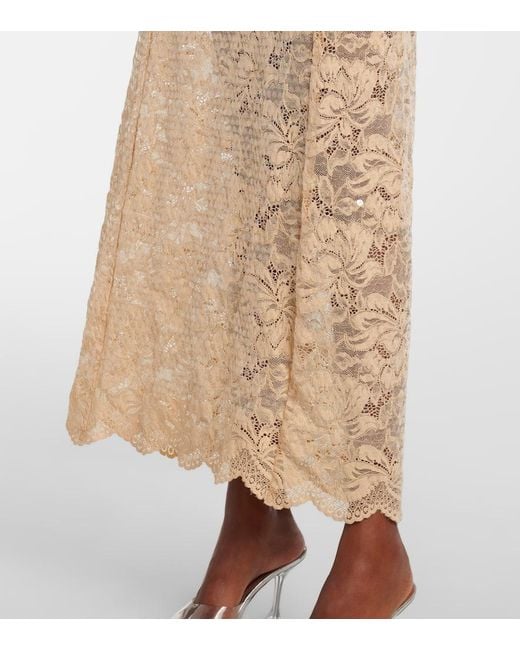 Robe Longue En Dentelle A Sequins Rabanne en coloris Natural