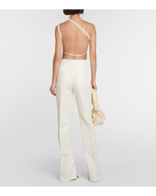 Jacquemus Natural Le Pantalon Tibau High-Rise Tapered Pants