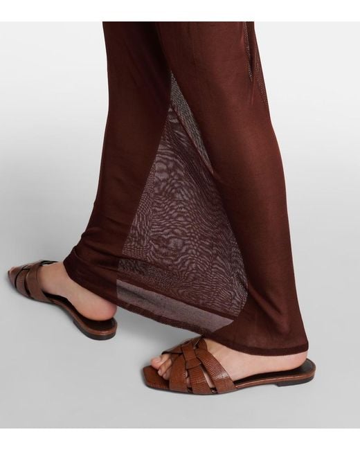 Saint Laurent Brown Tribute Lizard-Effect Leather Slides