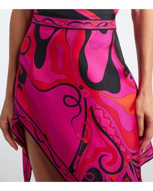 Emilio Pucci Pink Orchidee Silk Twill Miniskirt