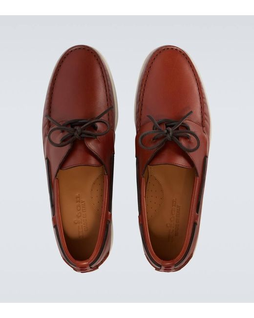 Kiton Segelschuhe Aus Leder in Brown für Herren