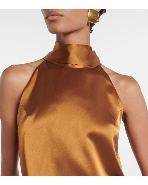 Galvan Orange Sienna Halterneck Satin Top