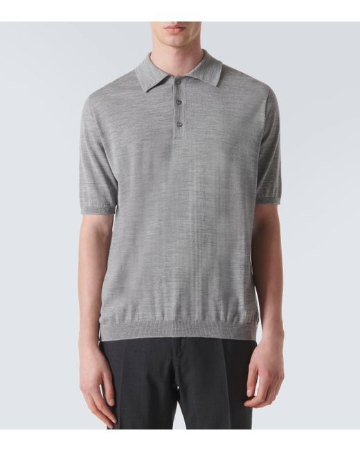 Lardini Gray Wool, Silk, And Cashmere Polo Shirt for men