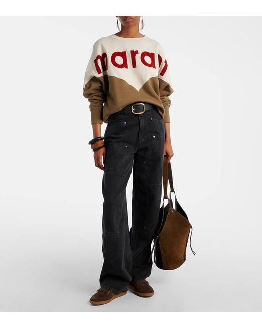 Isabel Marant Brown Beth Shearling-Trimmed Suede Sneakers