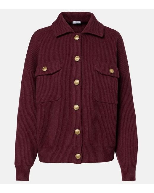 Brunello Cucinelli Purple Wool, Cashmere, And Silk Cardigan