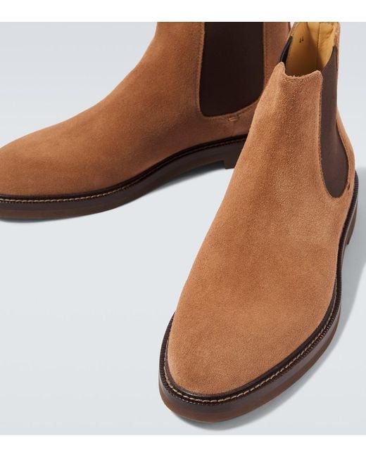 Brunello Cucinelli Brown Suede Chelsea Boots for men