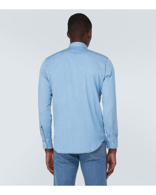 Camisa de denim Canali de hombre de color Blue