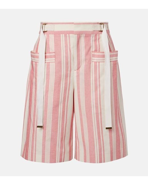 Bermudas De Algodon A Rayas Chloé de color Pink