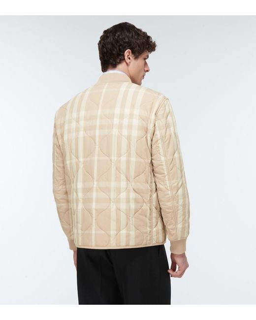 Burberry Natural Checked Quilted Bomber Jacket for men