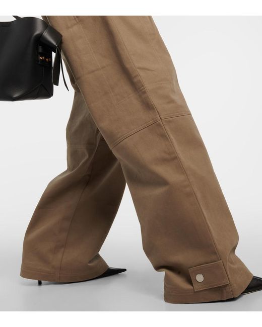 Pantaloni cargo in cotone a gamba larga di AMI in Natural