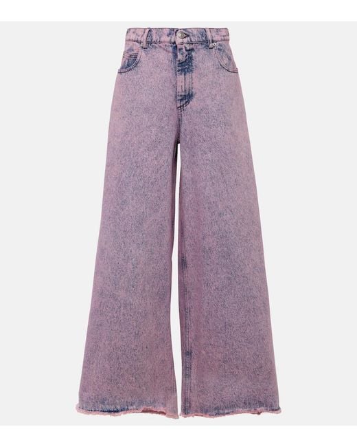 Marni Purple High-Rise Wide-Leg Jeans