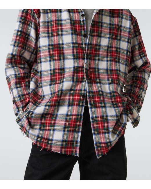 Greg Lauren Red Plaid Cotton Shirt for men