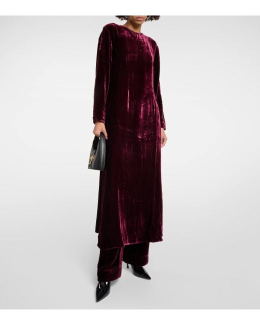 Asceno Purple Jody Velvet Maxi Dress