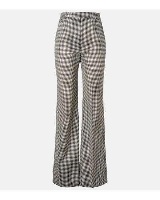 McQueen Gray Gingham Wool Wide-Leg Pants