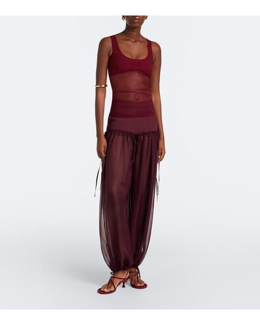 Nensi Dojaka Red Semi-Sheer Tank Top