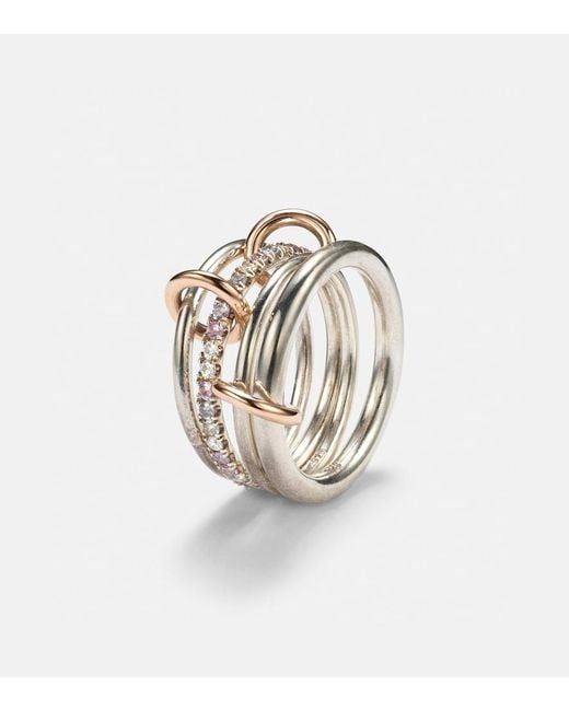 Spinelli Kilcollin Metallic Nimbus Sterling Linked Rings With Sapphires, Tanzanite And Diamonds