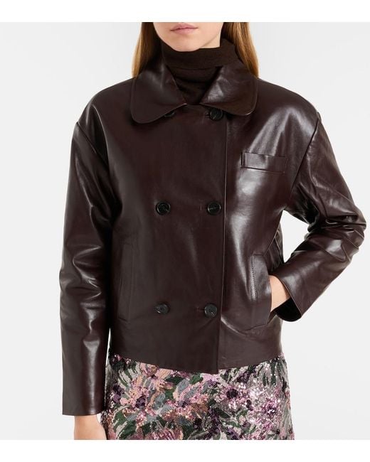 Self-Portrait Black Cropped Leather Jacket