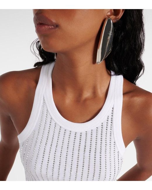 The Attico White Crystal-Embellished Cotton Tank Top