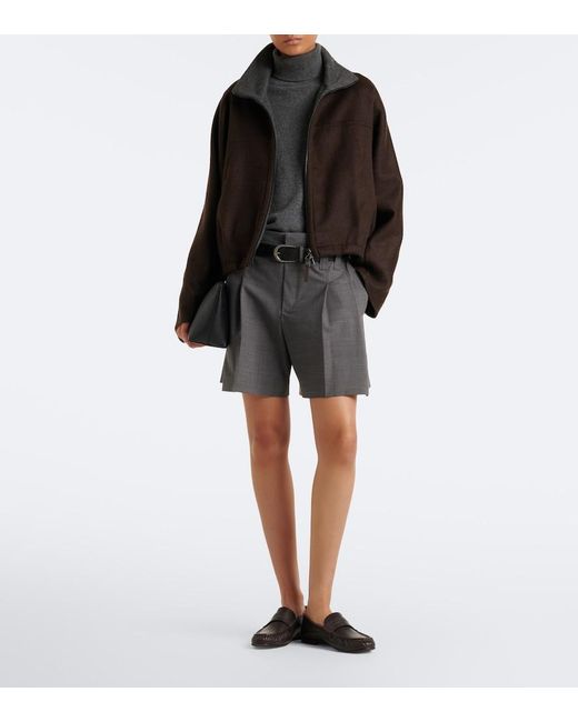 Brunello Cucinelli Gray Wool-Blend Shorts