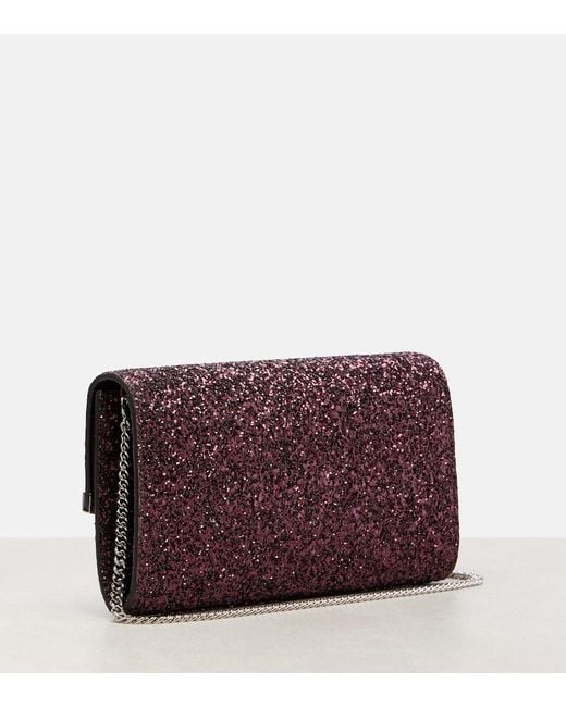 Jimmy Choo Purple Emmie Glitter Clutch