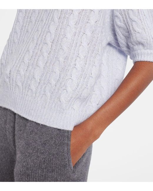 Lisa Yang White Kenzie Cable-Knit Cashmere And Silk Sweater