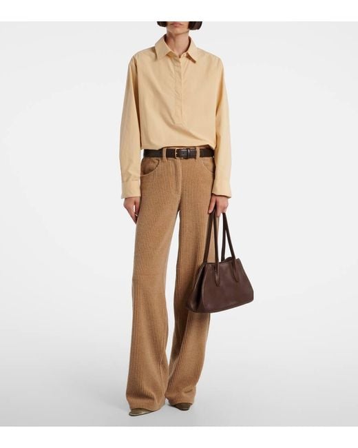 The Row Brown Alger Medium Leather Shoulder Bag