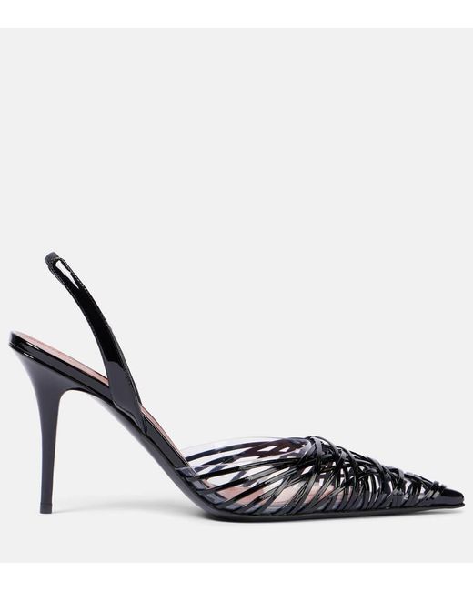 AMINA MUADDI Black Lori 90 Patent Leather And Pvc Slingback Pumps