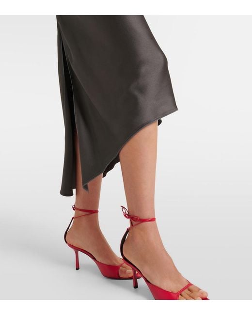 Victoria Beckham Black Kyra Draped Crepe Satin Midi Dress
