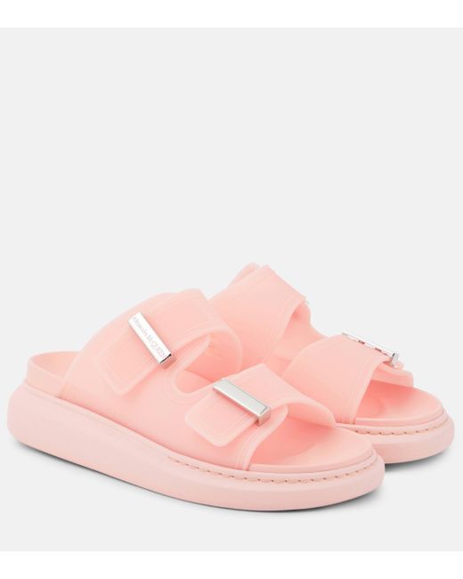Alexander McQueen Pink Logo Platform Sandals