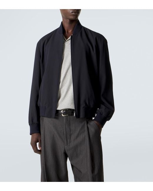 Giorgio Armani Blue Cotton-Blend Bomber Jacket for men