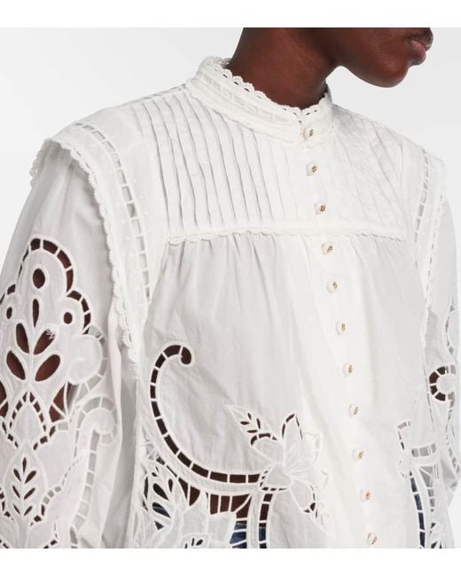 Farm Rio White Embroidery Cotton Blouse