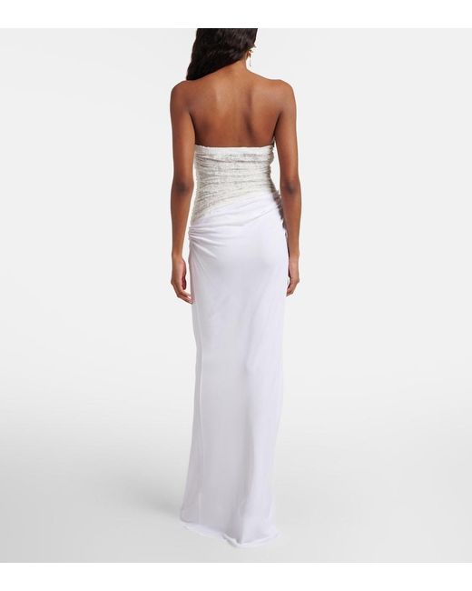 Christopher Esber White Salacia Ruched Lace And Jersey Gown